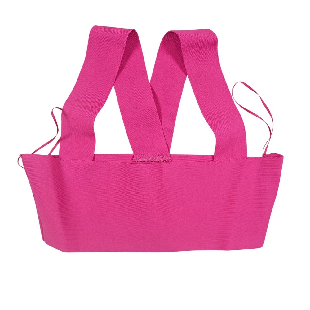 Twelfth Love Hot Pink Bandage Knit‎ Crop Top Wide Strap Bralette Womens Small